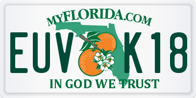 FL license plate EUVK18