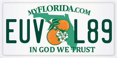 FL license plate EUVL89