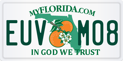 FL license plate EUVM08