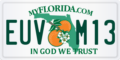FL license plate EUVM13