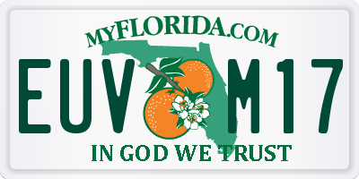 FL license plate EUVM17