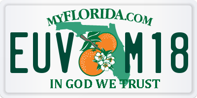 FL license plate EUVM18