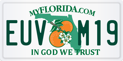 FL license plate EUVM19
