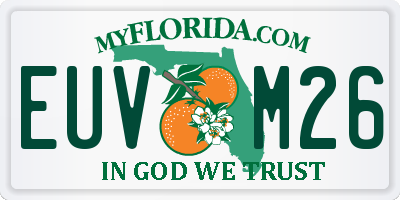 FL license plate EUVM26