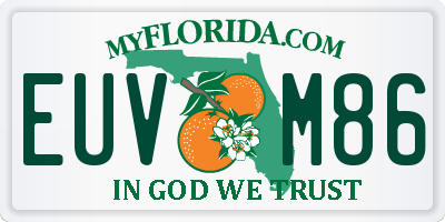 FL license plate EUVM86