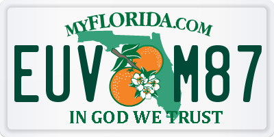 FL license plate EUVM87