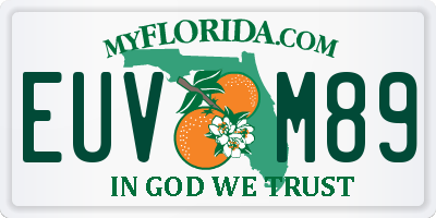 FL license plate EUVM89