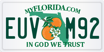 FL license plate EUVM92