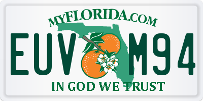 FL license plate EUVM94