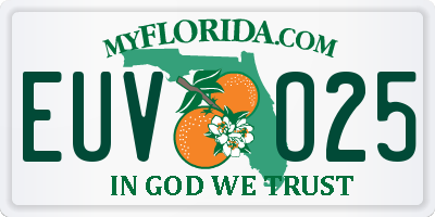 FL license plate EUVO25