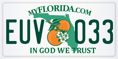 FL license plate EUVO33