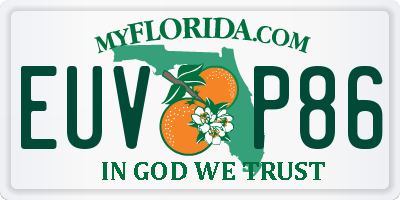 FL license plate EUVP86