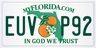 FL license plate EUVP92