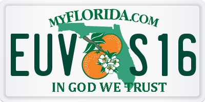 FL license plate EUVS16
