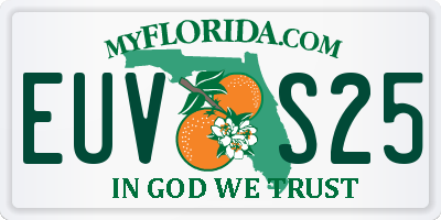 FL license plate EUVS25