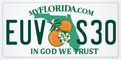 FL license plate EUVS30