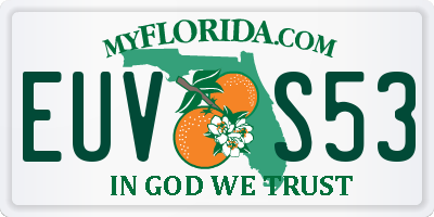 FL license plate EUVS53