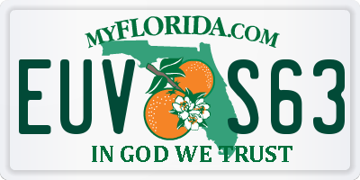 FL license plate EUVS63