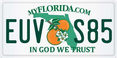 FL license plate EUVS85