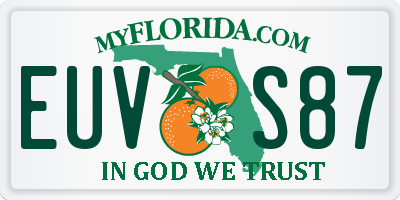 FL license plate EUVS87