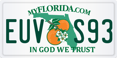 FL license plate EUVS93