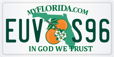 FL license plate EUVS96