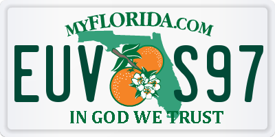 FL license plate EUVS97