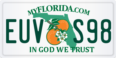 FL license plate EUVS98