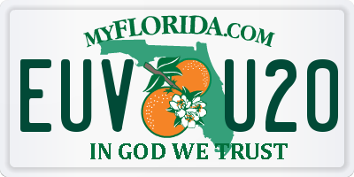 FL license plate EUVU20