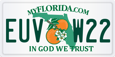FL license plate EUVW22