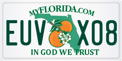FL license plate EUVX08