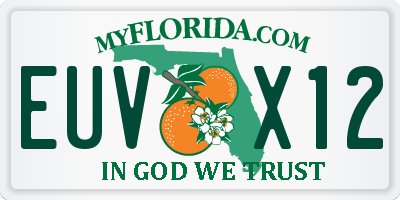 FL license plate EUVX12