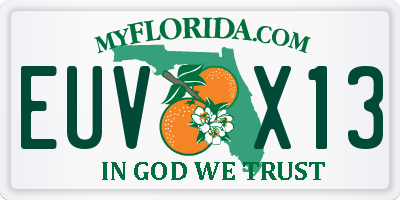 FL license plate EUVX13