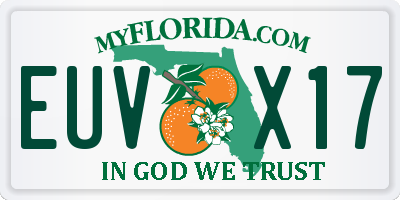 FL license plate EUVX17