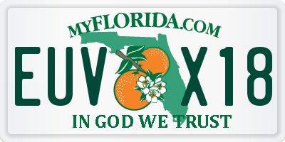 FL license plate EUVX18