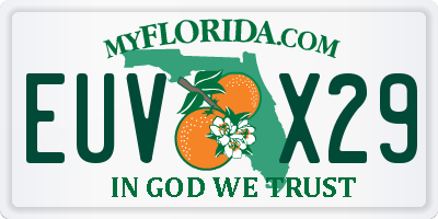 FL license plate EUVX29