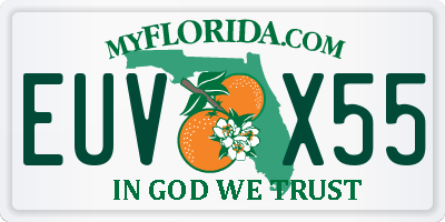 FL license plate EUVX55