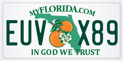 FL license plate EUVX89