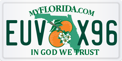 FL license plate EUVX96