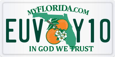 FL license plate EUVY10