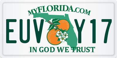 FL license plate EUVY17