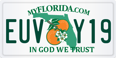 FL license plate EUVY19