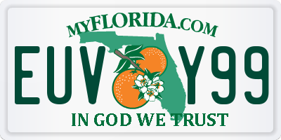 FL license plate EUVY99