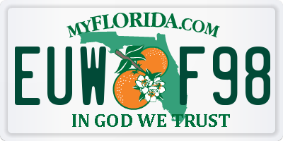 FL license plate EUWF98