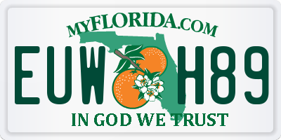 FL license plate EUWH89