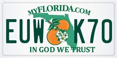 FL license plate EUWK70