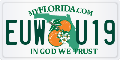 FL license plate EUWU19