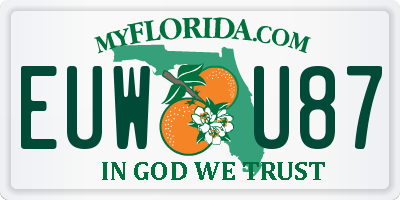 FL license plate EUWU87
