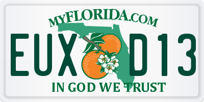 FL license plate EUXD13