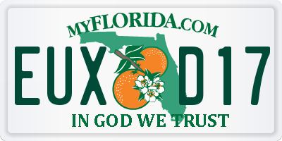 FL license plate EUXD17